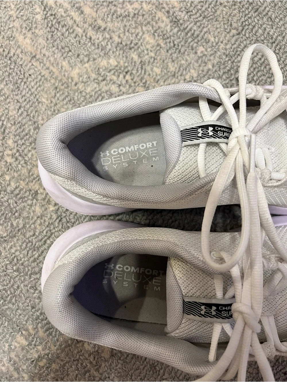 Under Armour White & Light Gray Mesh Running Shoes